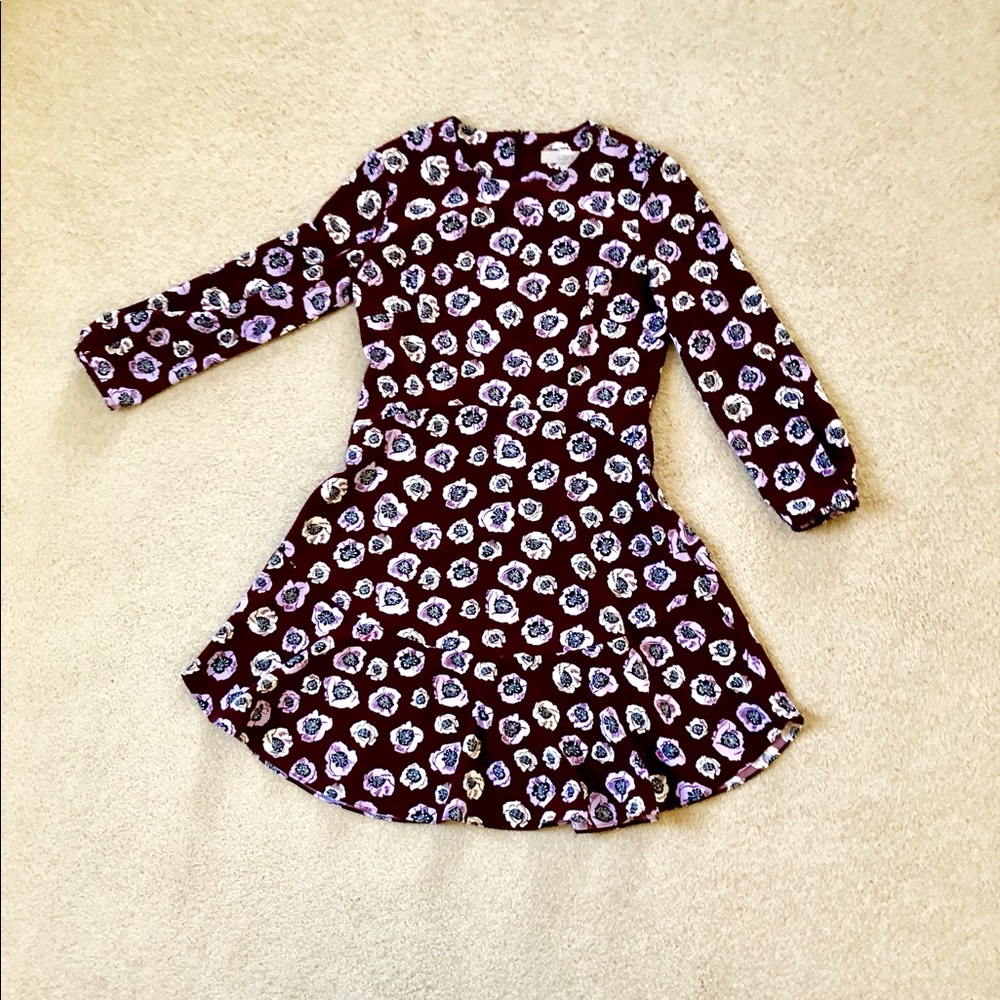 Loft print spring dress with flirty swing hem